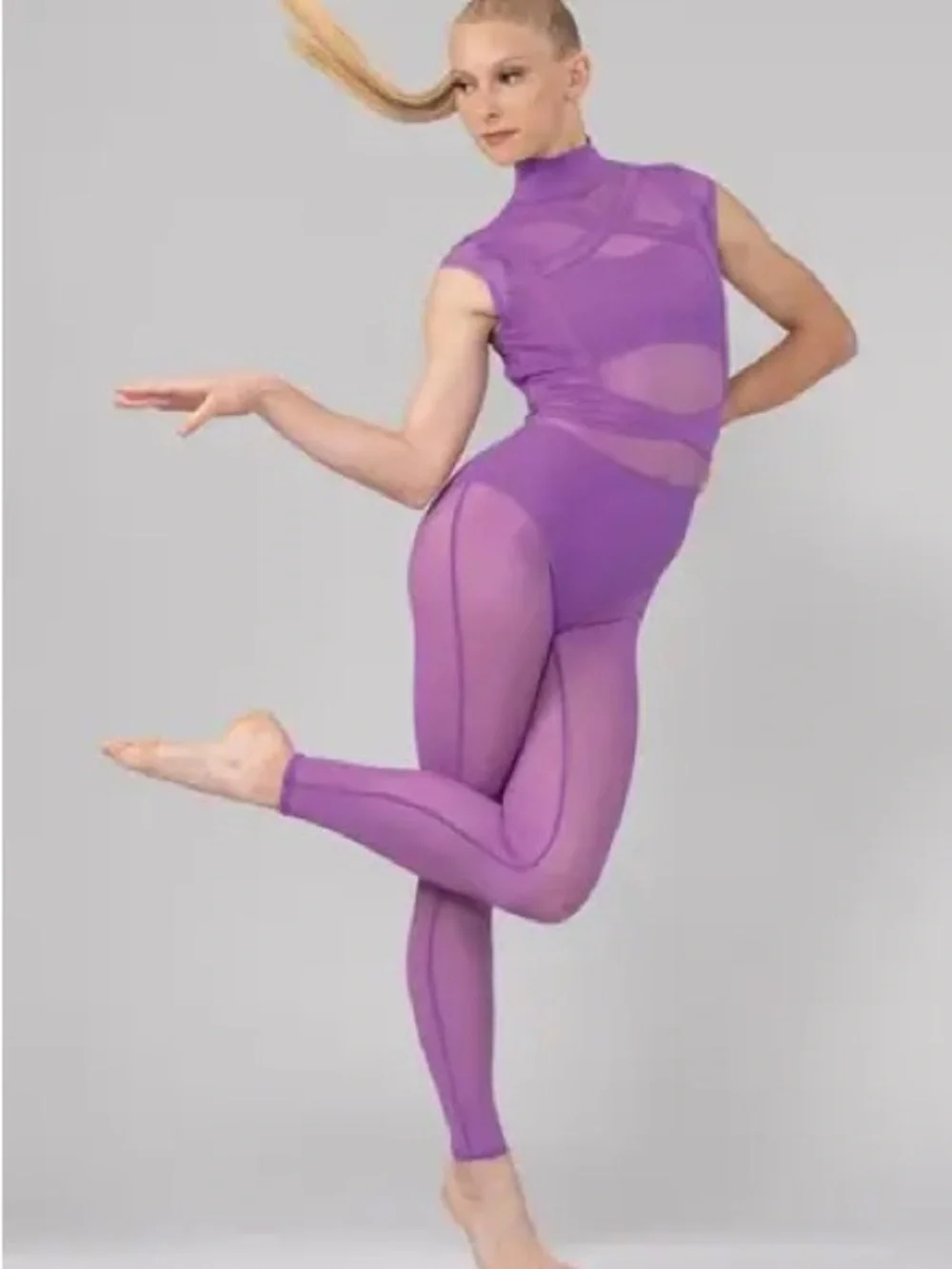 Weissman Childhood Dream Purple Mesh Dance Unitard